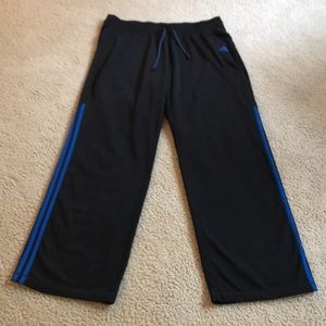 NWOT Black with Blue Stripes Adidas Track Pants